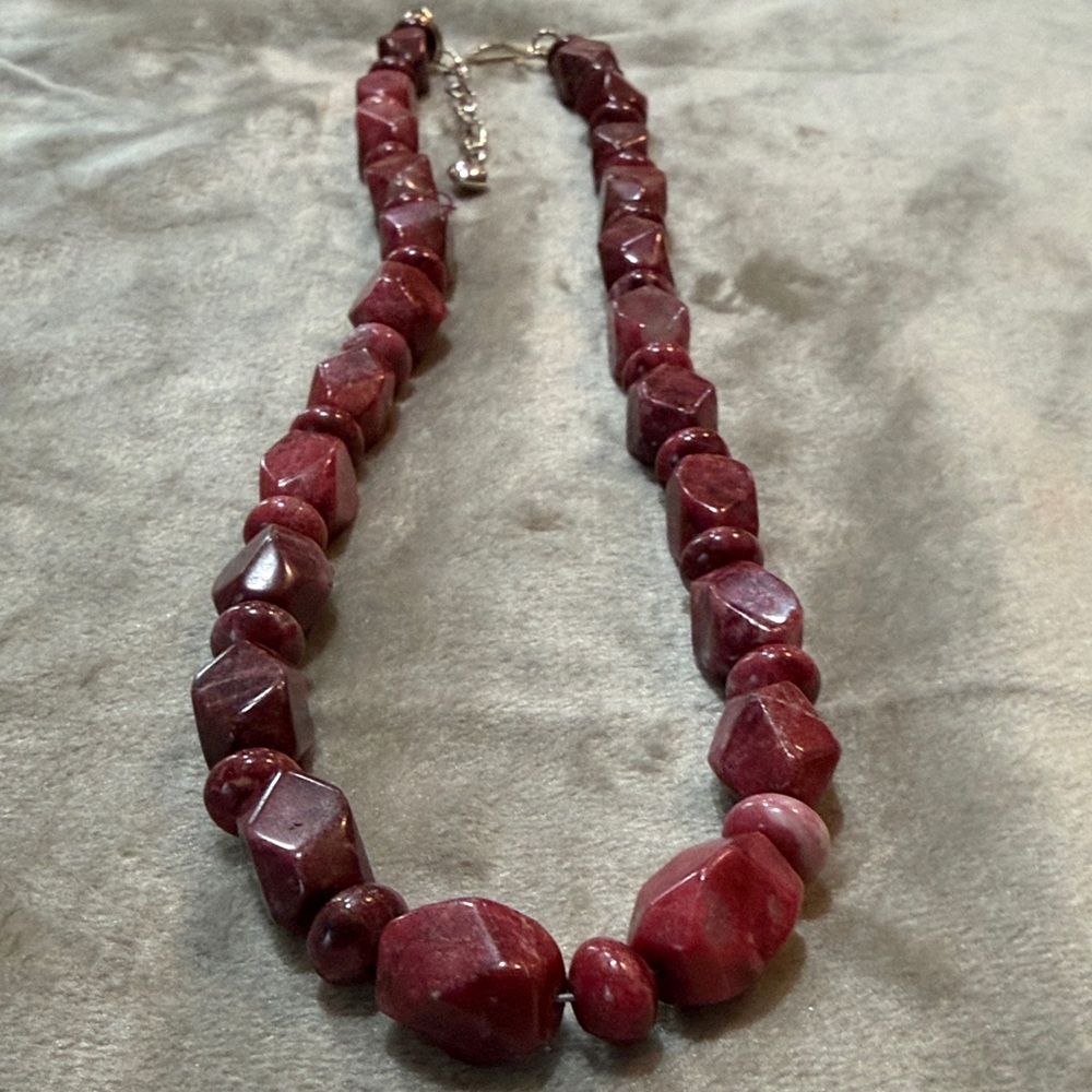 ✨ Jay King Rhodochrosite Gemstone Necklace – Sterling Silver – NEW ✨(189)